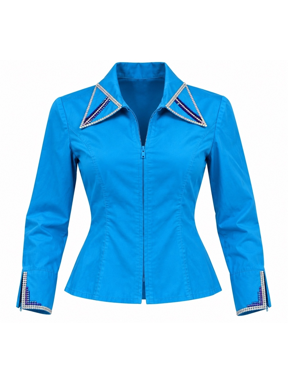Vintage Rhinestone Western Zip-Front Shirt Jacket